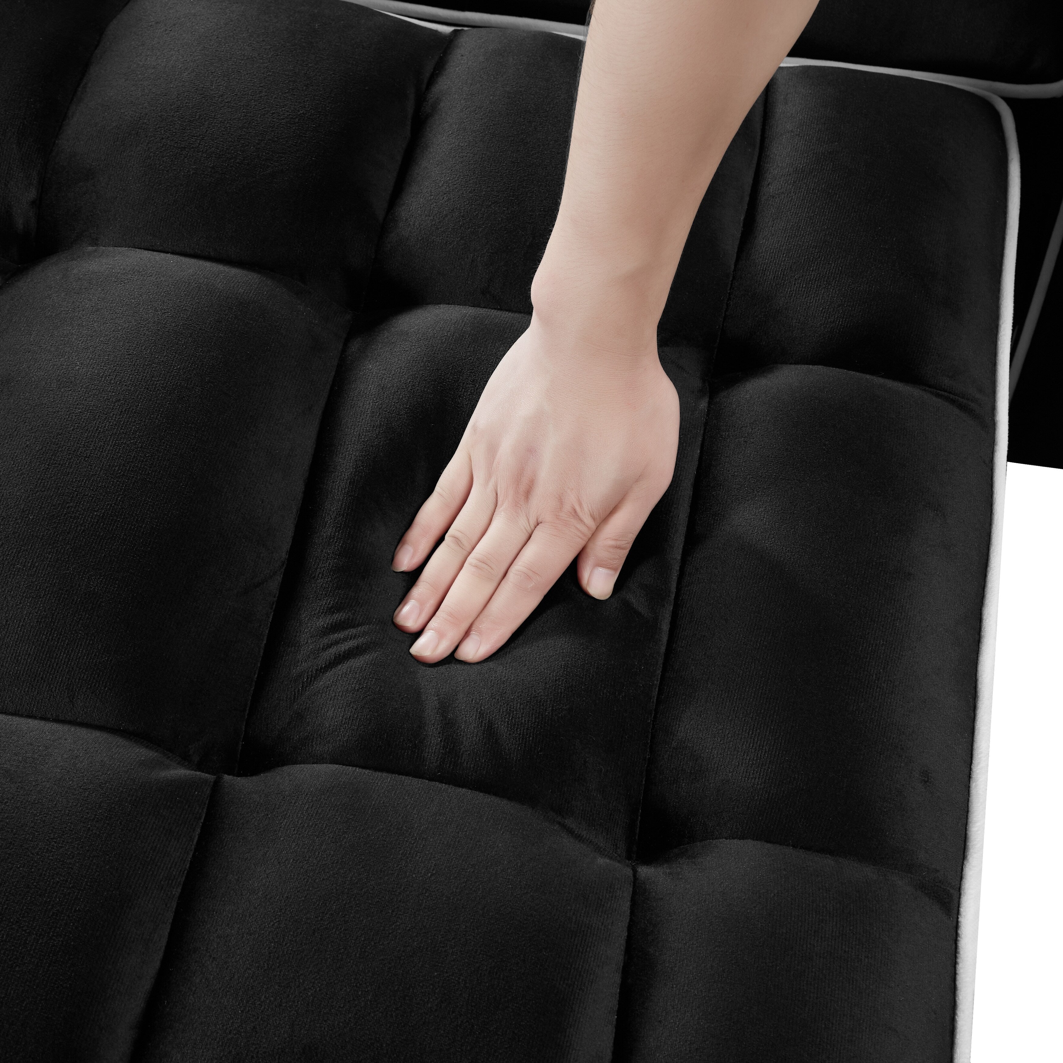 Canapé-lit simple convertible en velours noir avec port de chargement USB