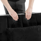 Canapé-lit simple convertible en velours noir avec port de chargement USB