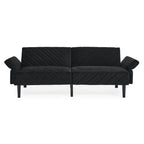 Canapé-lit futon convertible capitonné en velours noir