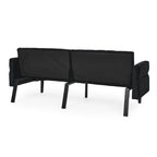 Canapé-lit futon convertible capitonné en velours noir