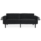 Canapé-lit futon convertible capitonné en velours noir