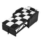 Canapé-lit simple convertible en velours noir et blanc de 35,5 pouces avec lit gigogne, poche de rangement et oreillers