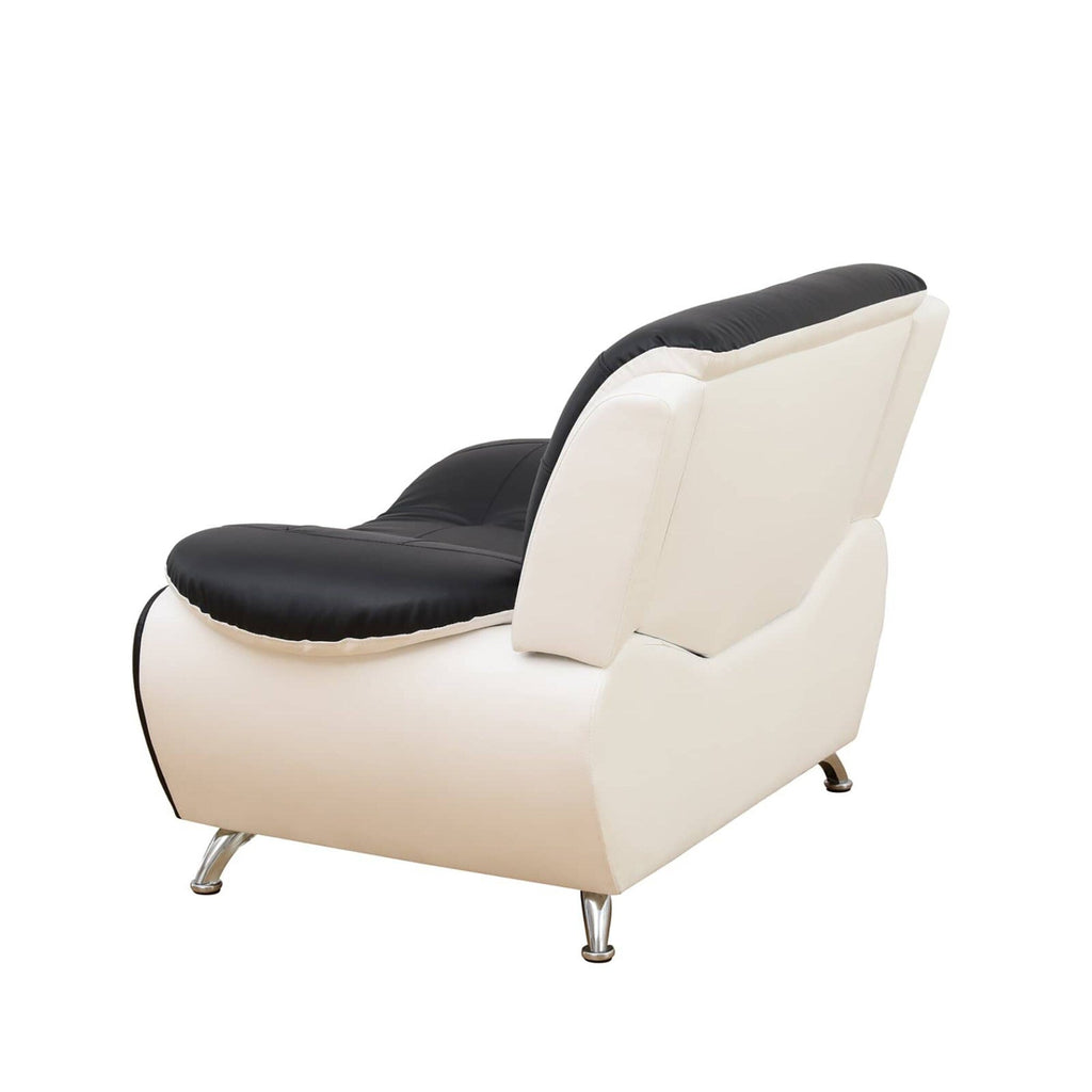 Canapé de salon 1 place en similicuir noir et blanc