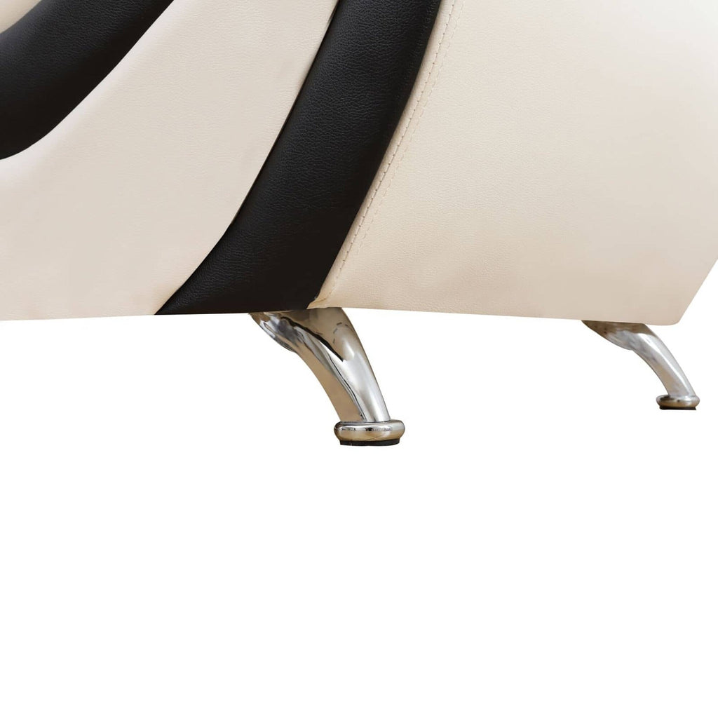 Canapé de salon 1 place en similicuir noir et blanc