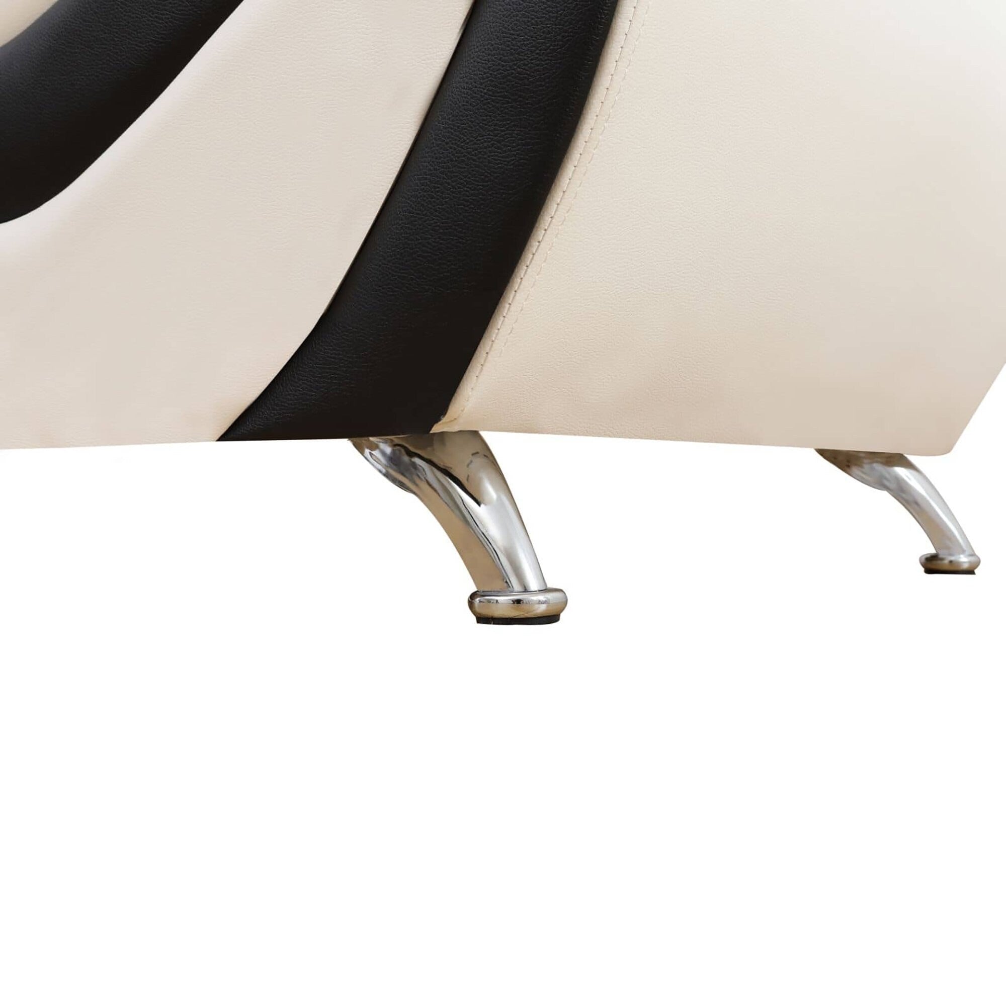 Canapé de salon 1 place en similicuir noir et blanc