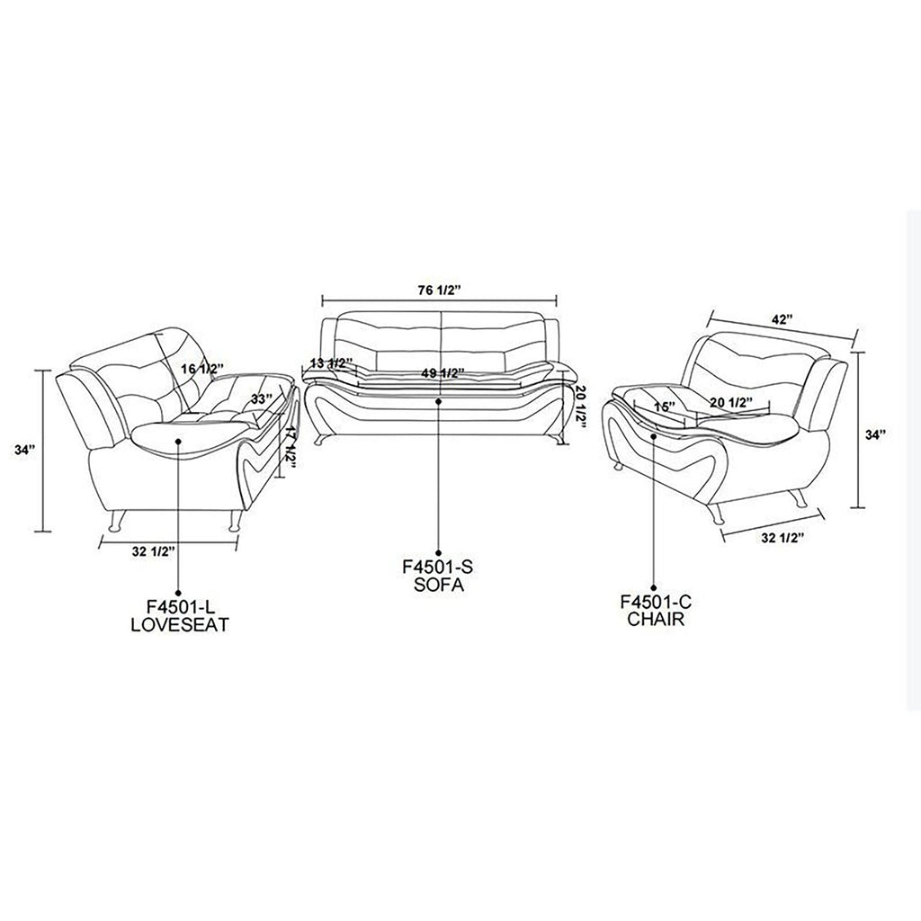 Canapé de salon 1 place en similicuir noir et blanc
