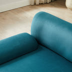 Canapé sectionnel convertible en tissu bleu de 105 po en forme de L avec pouf mobile et assise profonde