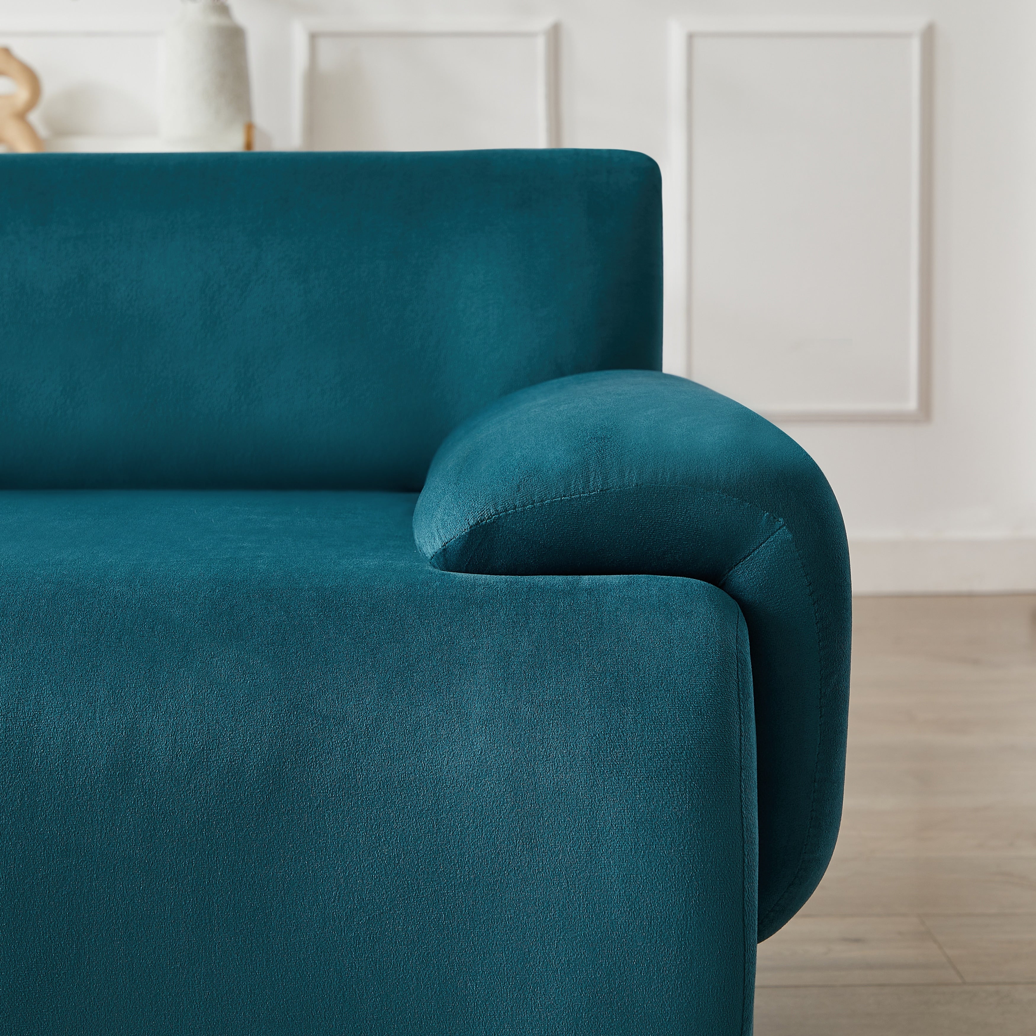 Canapé sectionnel convertible en tissu bleu de 105 po en forme de L avec pouf mobile et assise profonde