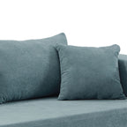 Canapé sectionnel 3 places en forme de L en tissu bleu de 107,48 po avec méridienne et coussins de 16,53 po, combinaison gratuite de 2 pièces