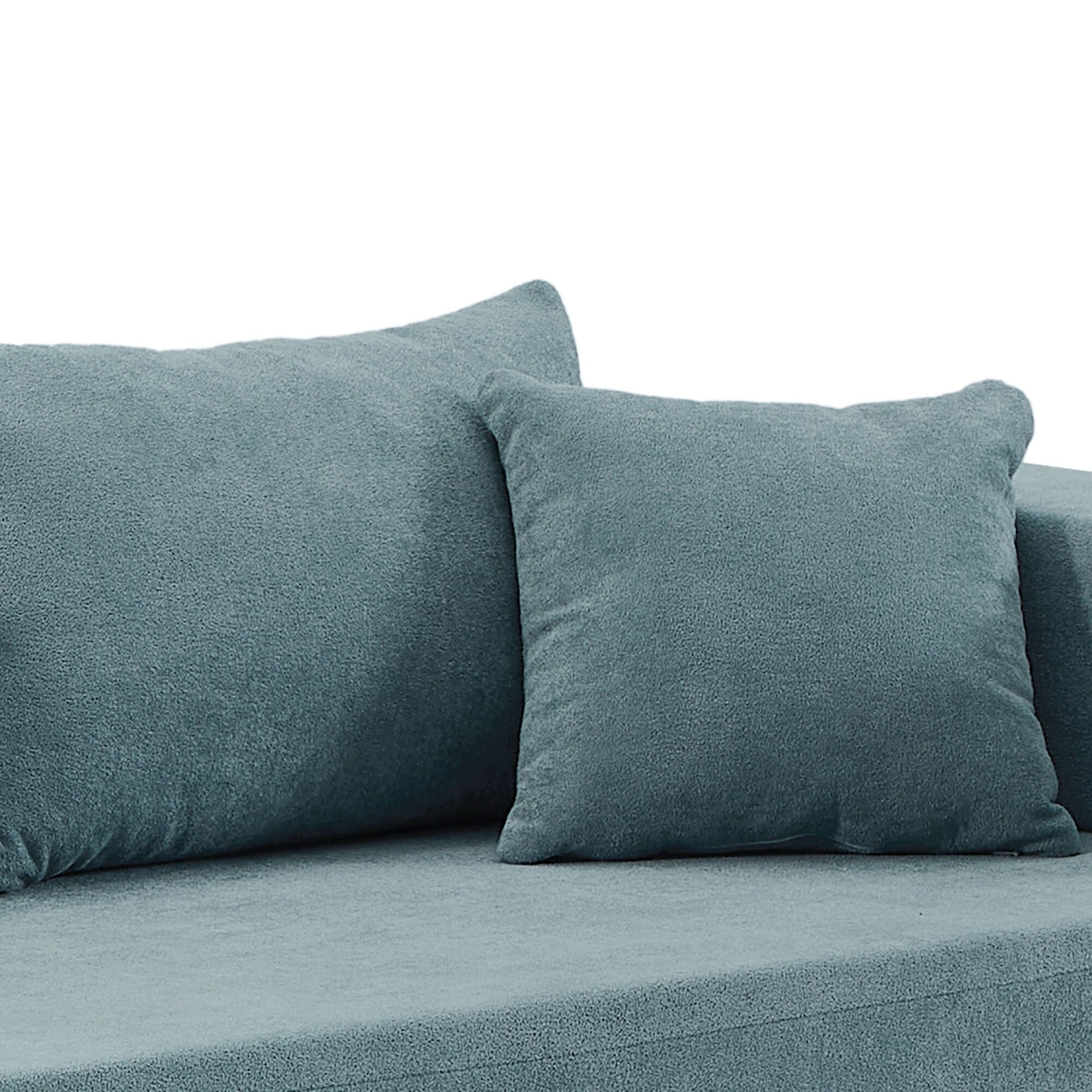 Canapé sectionnel 3 places en forme de L en tissu bleu de 107,48 po avec méridienne et coussins de 16,53 po, combinaison gratuite de 2 pièces