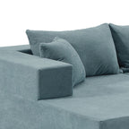 Canapé sectionnel en L en tissu bleu de 107,48 po avec méridienne, coussins de 16,53 po et combinaison gratuite de 2 pièces