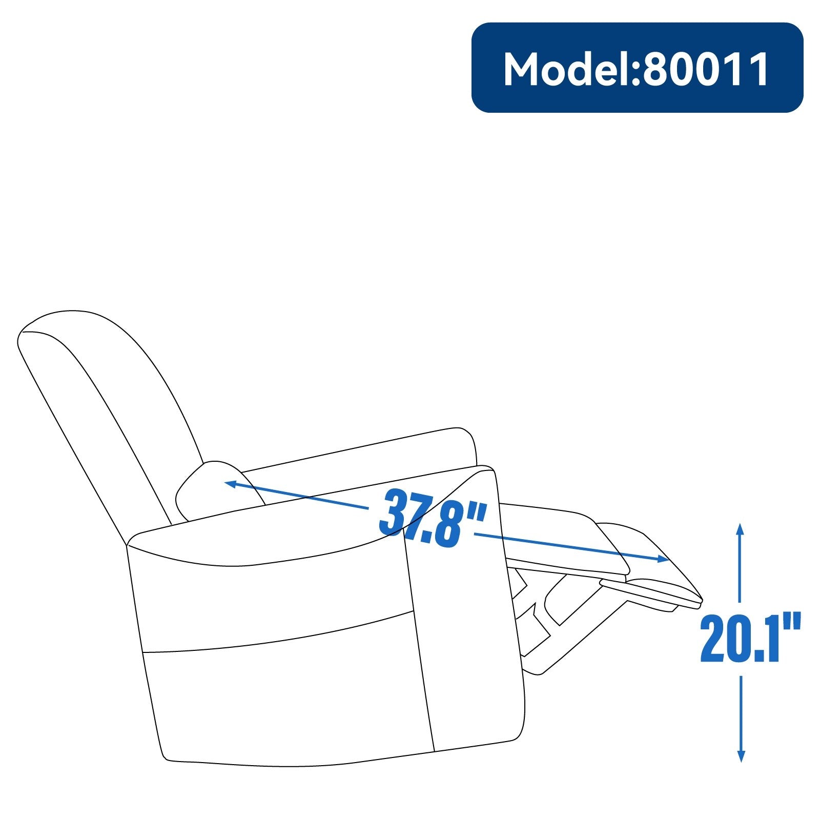 Fauteuil inclinable électrique pivotant à 270° bleu avec coussins lombaires, 2 poches latérales, ports USB et Type-C