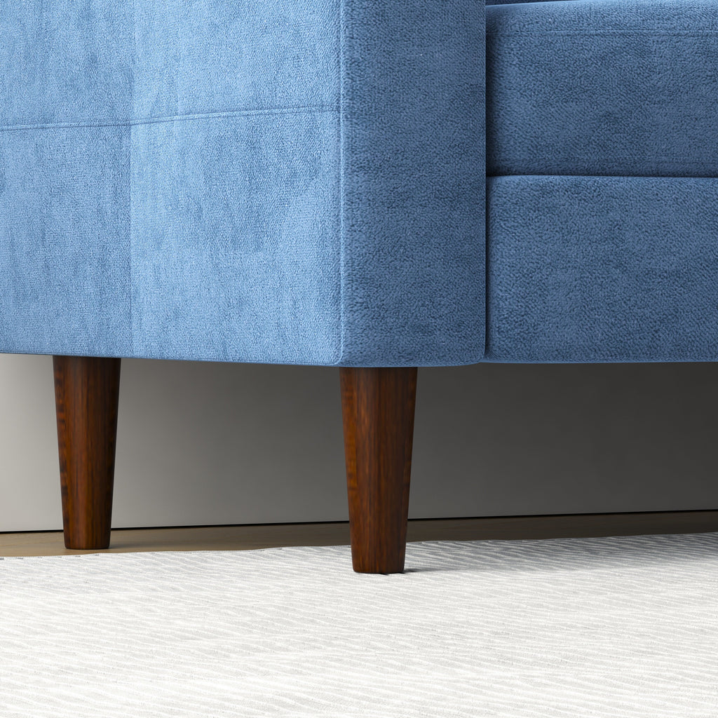 Canapé convertible en L en tissu bleu 78,74 avec pouf de rangement, port USB et porte-gobelet