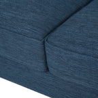 Canapé 3 places bleu en tissu polyester de 86 pouces avec pieds en bois massif, dossier capitonné et assise à ressorts ensachés