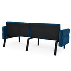 Canapé-lit futon convertible capitonné en velours bleu 87 avec accoudoirs réglables pour salon