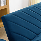 Canapé-lit futon convertible capitonné en velours bleu 87 avec accoudoirs réglables pour salon