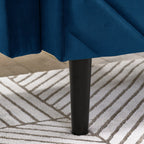 Canapé-lit futon convertible capitonné en velours bleu 87 avec accoudoirs réglables pour salon