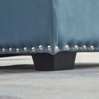 Canapé convertible bleu en microfibre de 88 pouces avec lit gigogne et méridienne de rangement