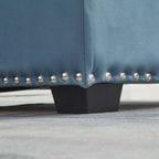 Canapé-lit convertible 3 places bleu en microfibre de 88 pouces avec méridienne de rangement, lit gigogne et coussin en éponge de haute qualité