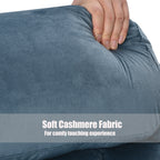 Fauteuil inclinable électrique en tissu antidérapant bleu pour personnes âgées, avec télécommande, design moelleux et poche de rangement latérale.