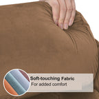 Fauteuil inclinable électrique en tissu antidérapant bleu pour personnes âgées, avec télécommande, design moelleux et poche de rangement latérale.