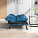 Canapé-lit futon convertible en chenille bleue