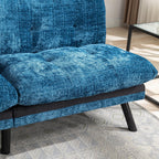 Canapé-lit futon convertible en chenille bleue