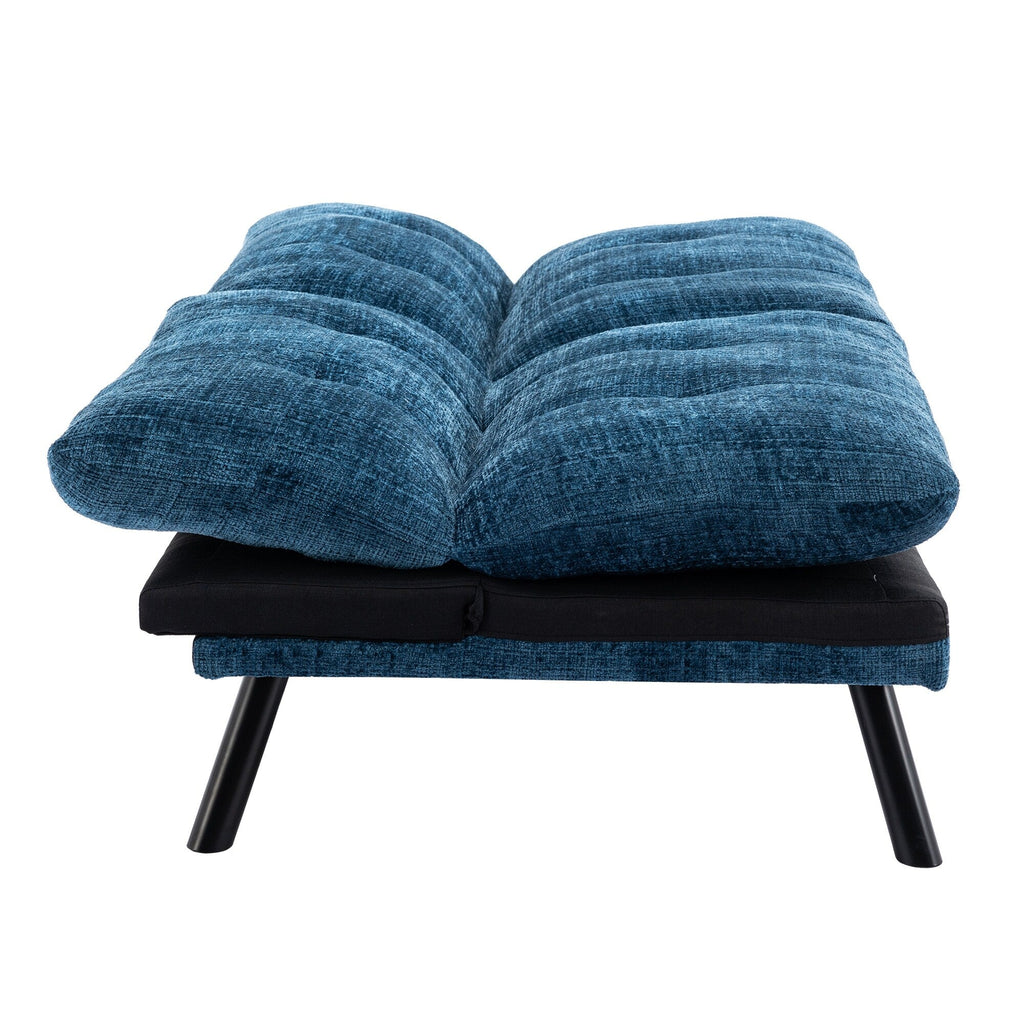 Canapé-lit futon convertible en chenille bleue