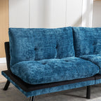 Canapé-lit futon convertible en chenille bleue