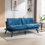 Canapé-lit futon convertible en chenille bleue
