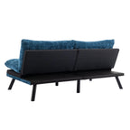 Canapé-lit futon convertible en chenille bleue