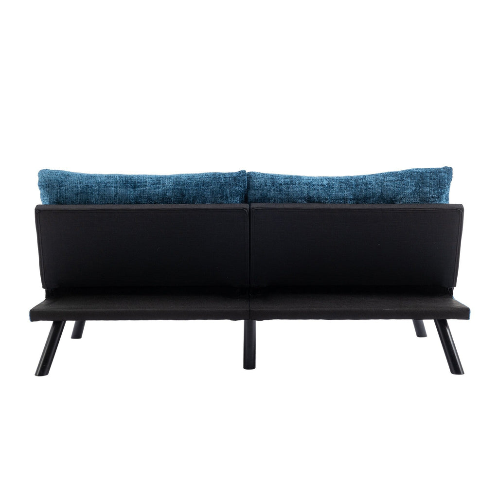 Canapé-lit futon convertible en chenille bleue