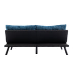Canapé-lit futon convertible en chenille bleue