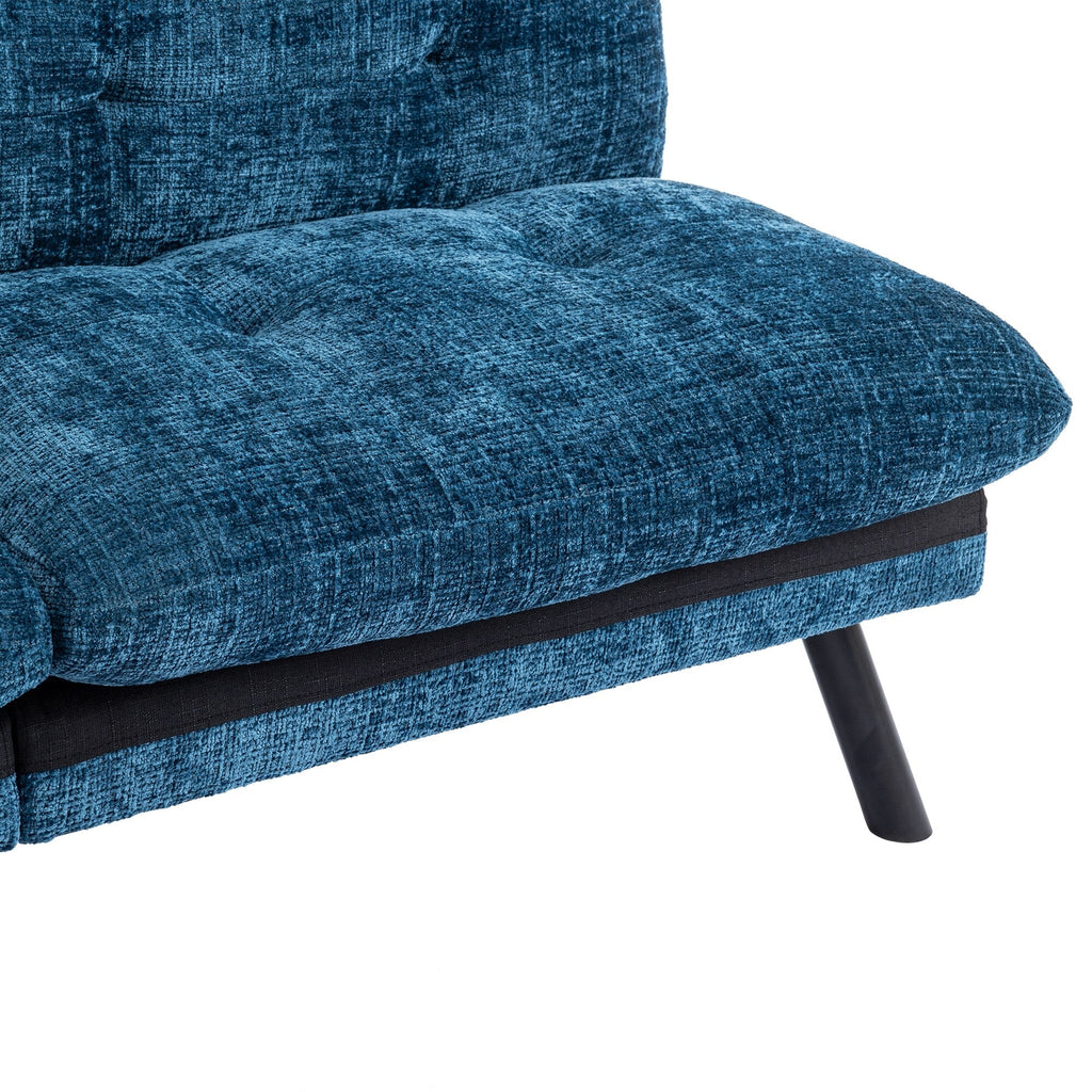 Canapé-lit futon convertible en chenille bleue