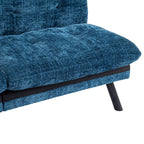 Canapé-lit futon convertible en chenille bleue