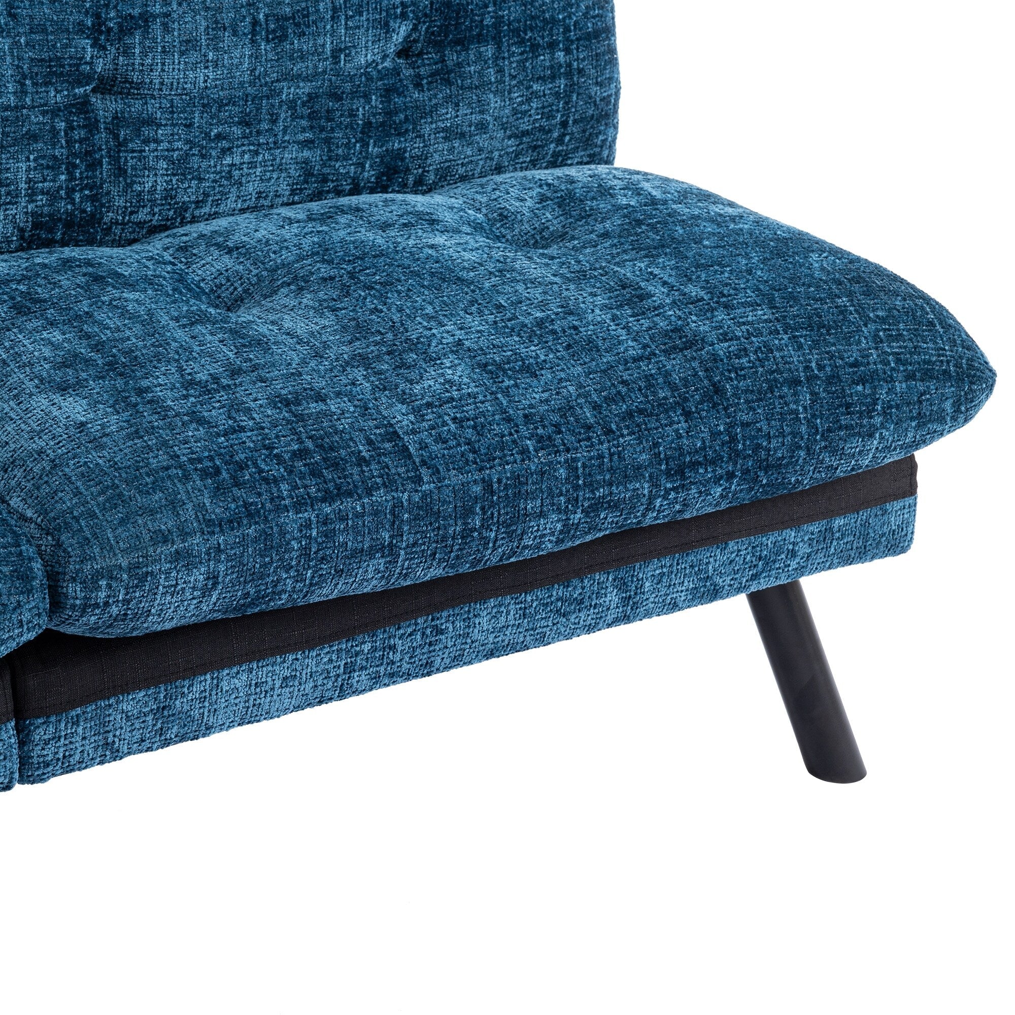 Canapé-lit futon convertible en chenille bleue