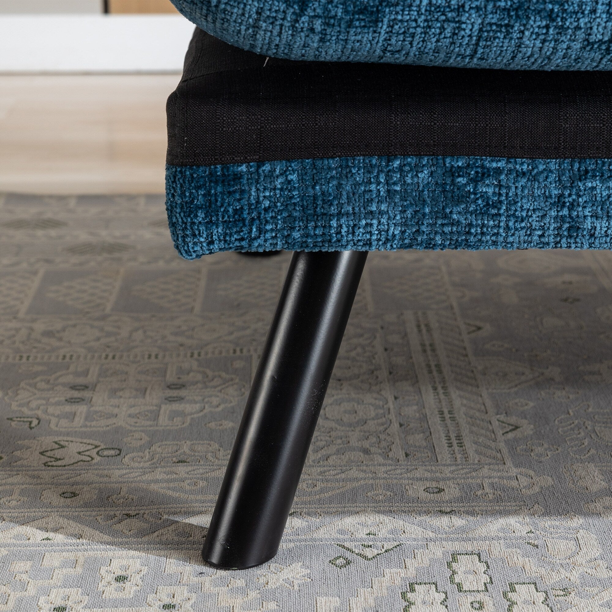 Canapé-lit futon convertible en chenille bleue