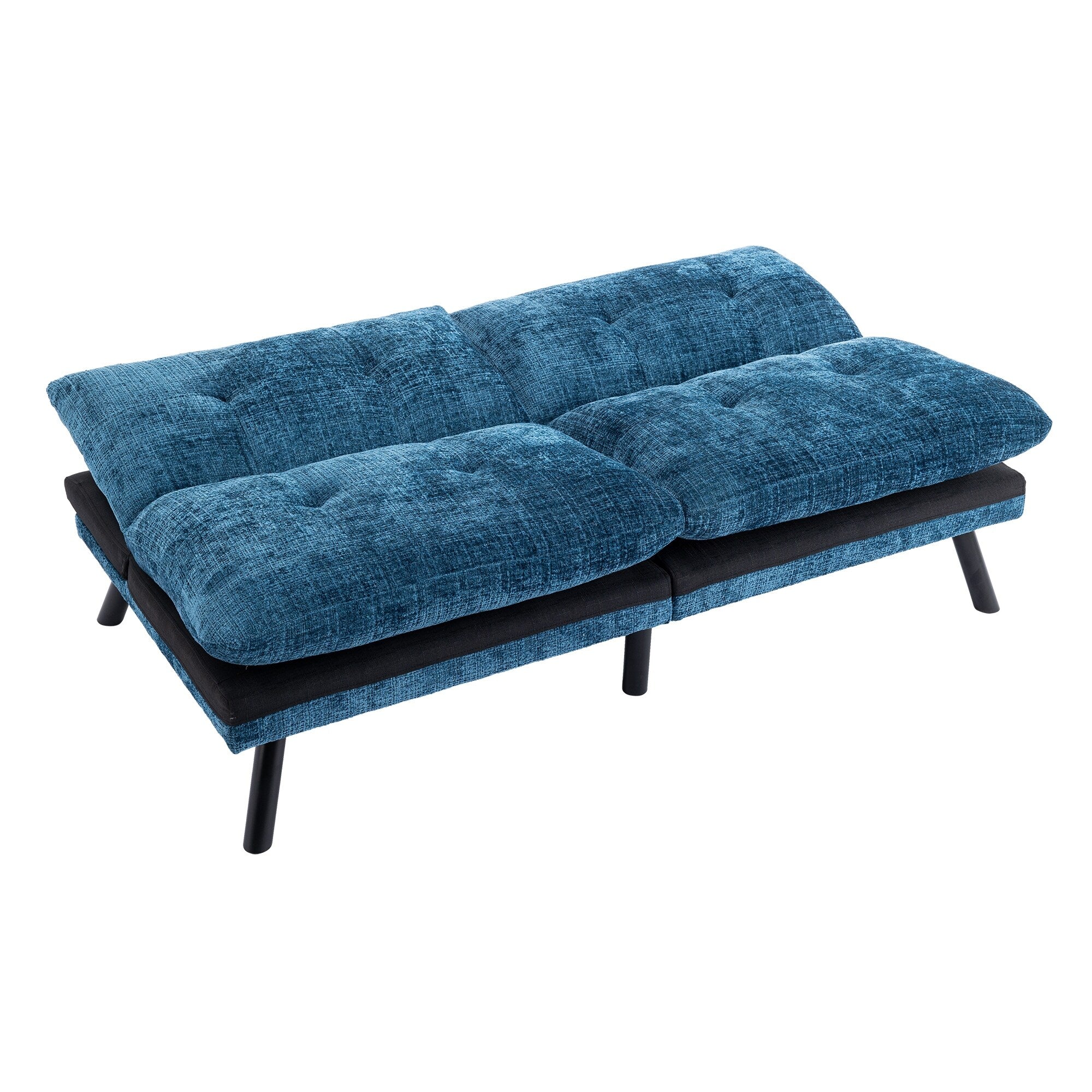 Canapé-lit futon convertible en chenille bleue