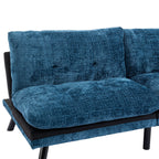 Canapé-lit futon convertible en chenille bleue