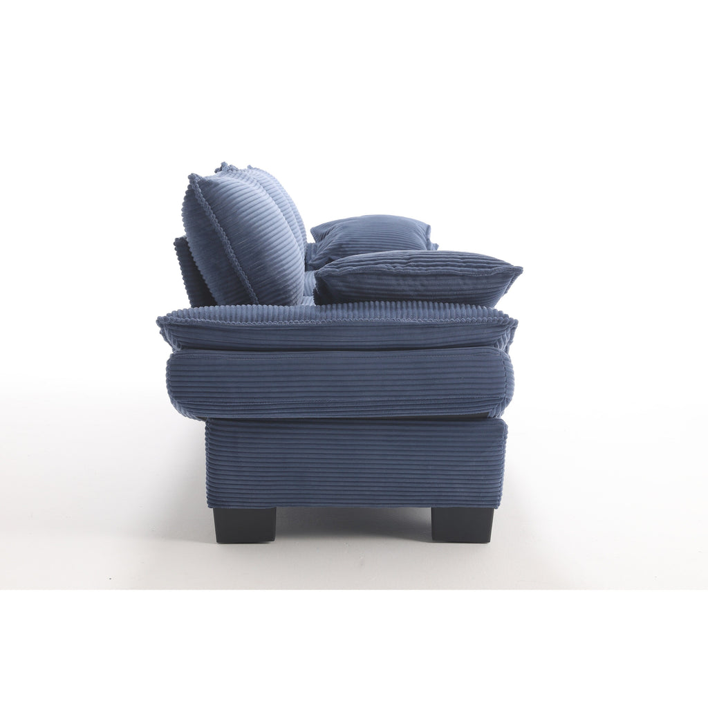 Canapé voilier 3 places en velours côtelé bleu