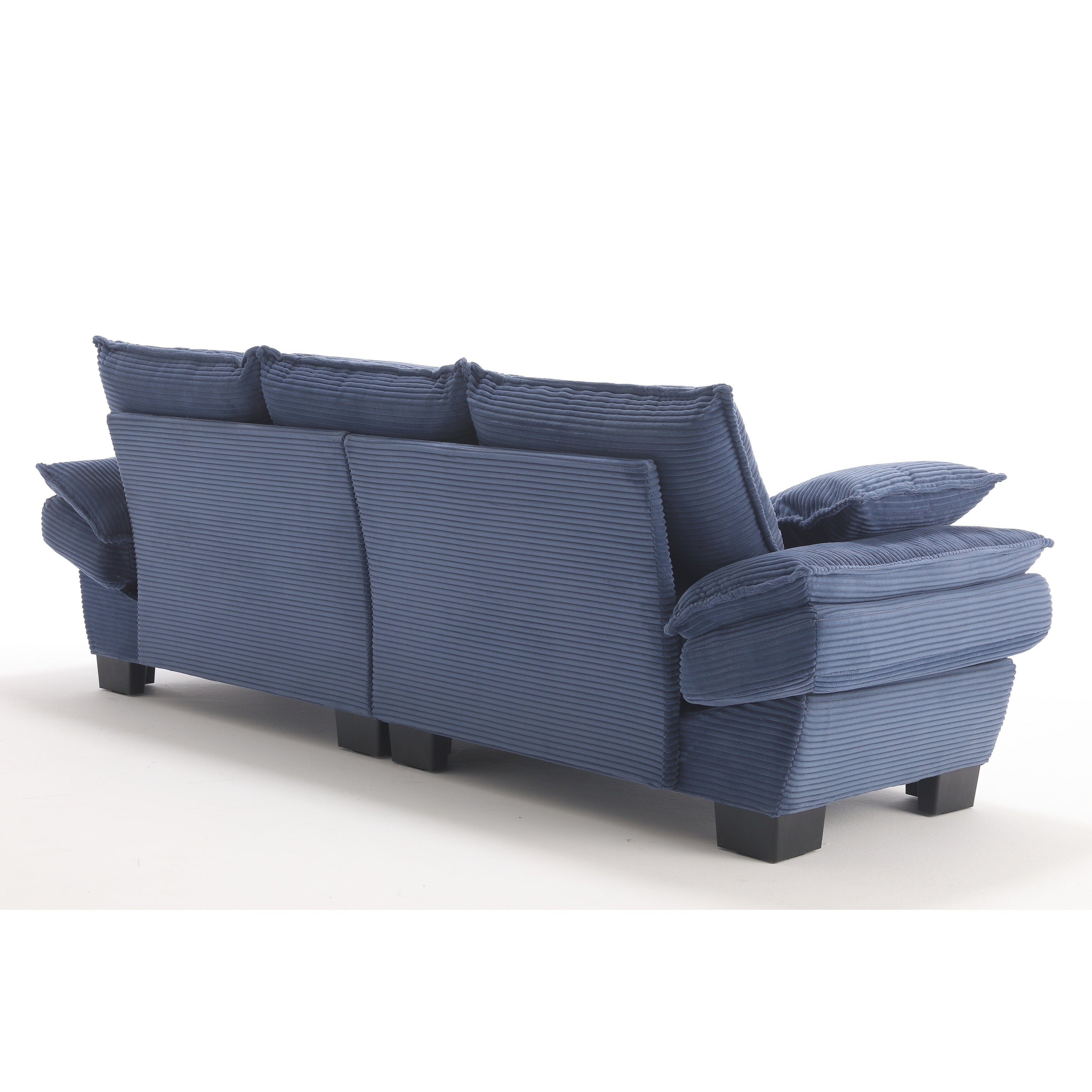 Canapé voilier 3 places en velours côtelé bleu