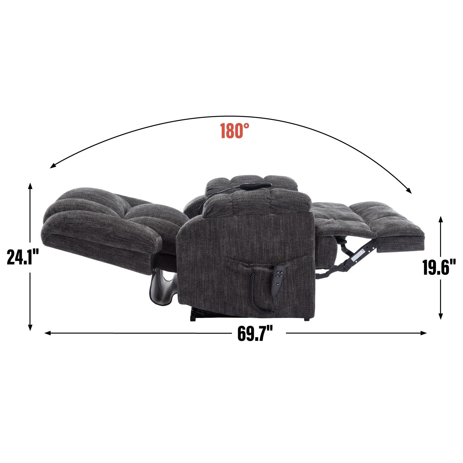 Fauteuil inclinable bleu à double moteur avec chauffage, massage, inclinaison infinie et support robuste jusqu'à 350 lb