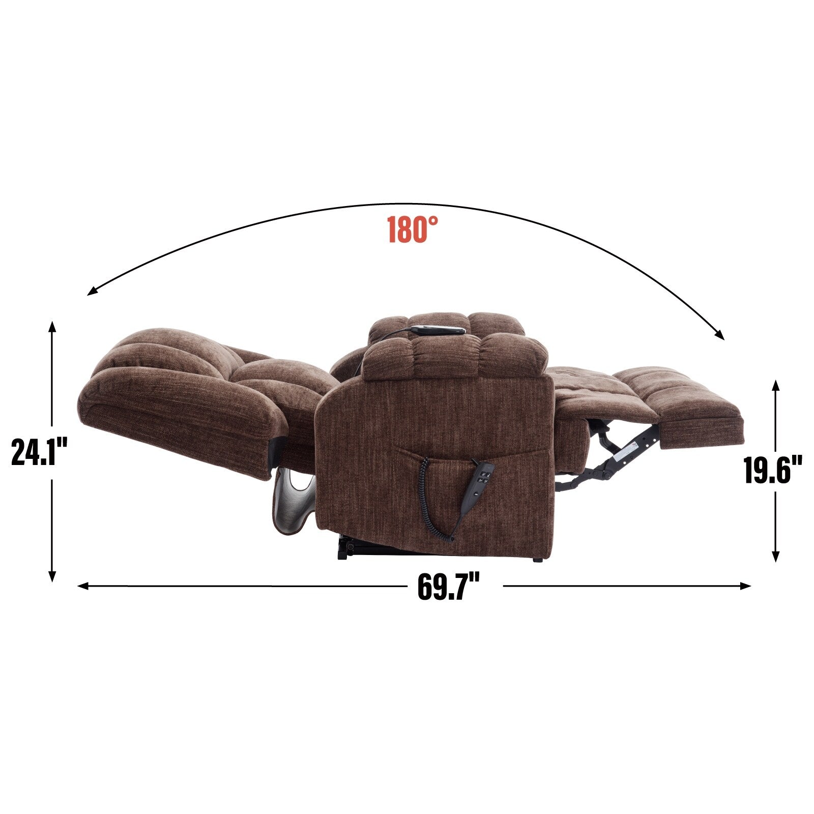 Fauteuil inclinable bleu à double moteur avec chauffage, massage, inclinaison infinie et support robuste jusqu'à 350 lb