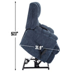 Fauteuil inclinable électrique à double moteur bleu avec chauffage, massage, positions infinies pour personnes âgées, support robuste jusqu'à 350 lb