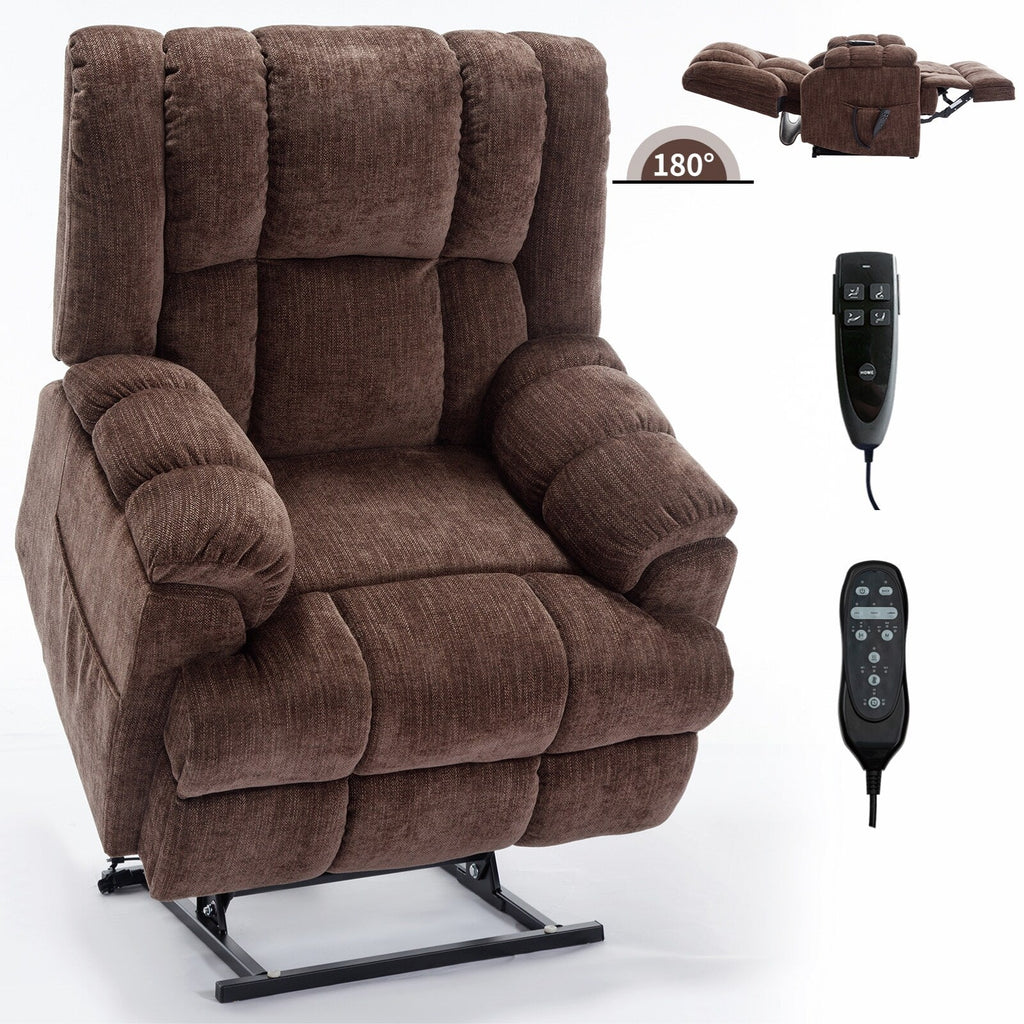 Fauteuil inclinable électrique à double moteur bleu avec chauffage, massage, positions infinies pour personnes âgées, support robuste jusqu'à 350 lb