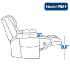 Fauteuil inclinable électrique bleu à double moteur avec chauffage, massage, positionnement infini, télécommande et soutien lombaire