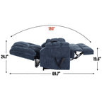 Fauteuil inclinable électrique bleu à double moteur avec chauffage, massage, inclinaison infinie et capacité de charge de 158 kg pour personnes âgées