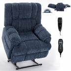 Fauteuil inclinable électrique bleu à double moteur avec chauffage, massage, positionnement infini, télécommande et soutien lombaire