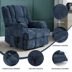 Fauteuil inclinable électrique bleu à double moteur avec massage et support robuste