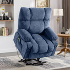 Fauteuil inclinable électrique bleu avec chauffage, massage, options d'inclinaison infinies, ports USB et poches latérales